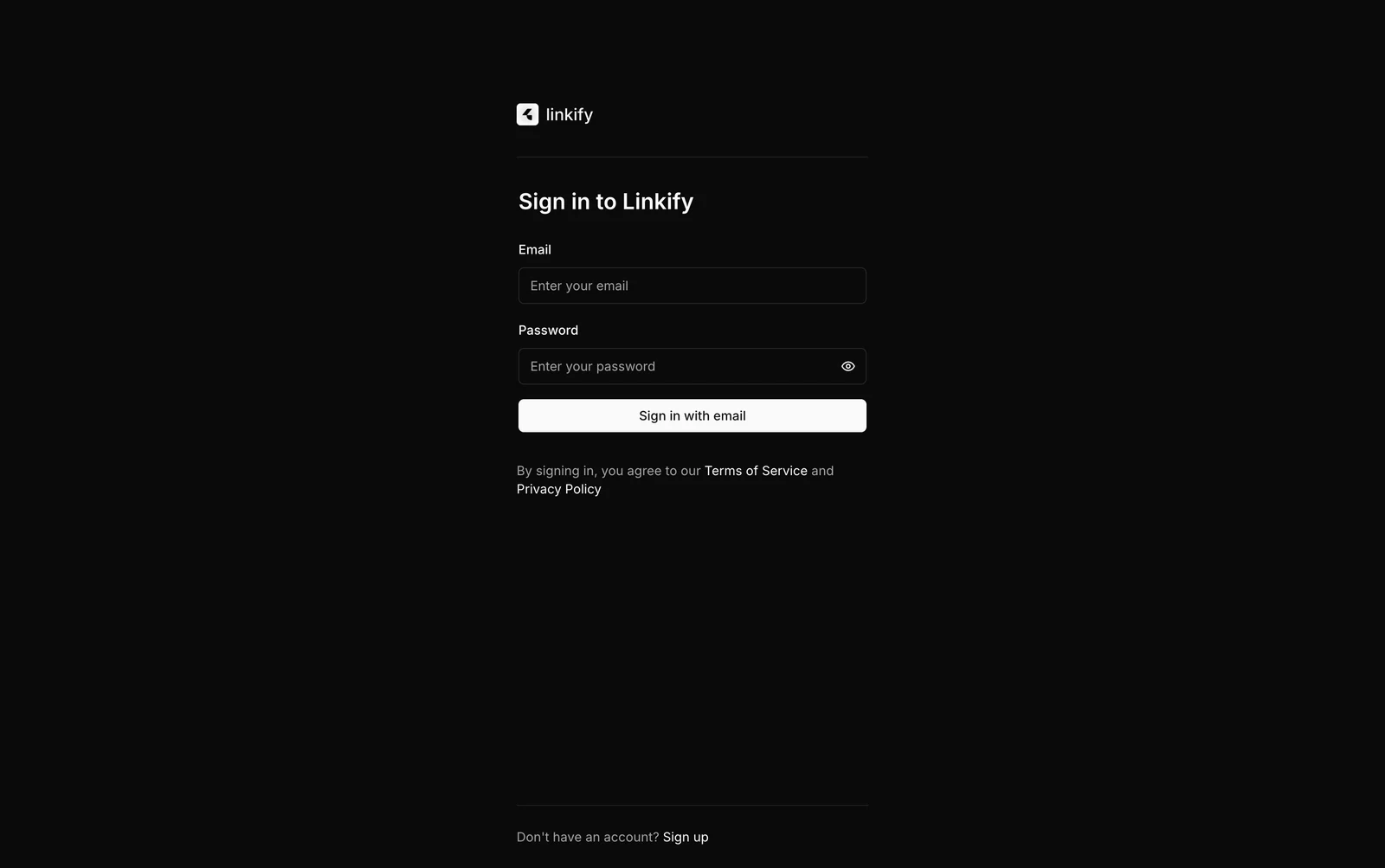 Linkify sign in page